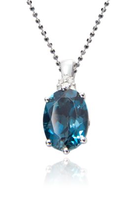 Belk & Co. Sterling Silver Blue Topaz and Diamond Pendant