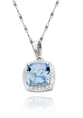 Belk & Co. 14k White Gold Aquamarine and Diamond Pendant  