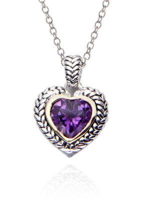 Belk & Co. Sterling Silver and 14k Gold Amethyst Pendant