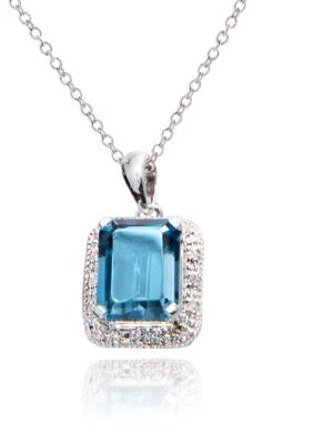 Belk & Co. Sterling Silver Blue Topaz and Diamond Pendant