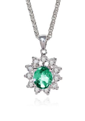 Belk & Co. Sterling Silver Emerald and Diamond Pendant