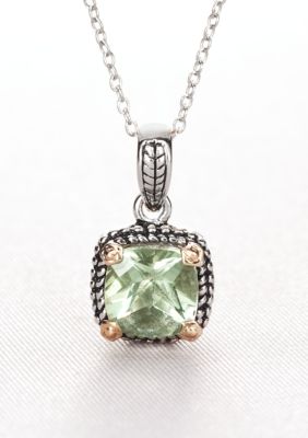 Belk & Co. Sterling Silver and 14k Gold Green Amethyst Pendant