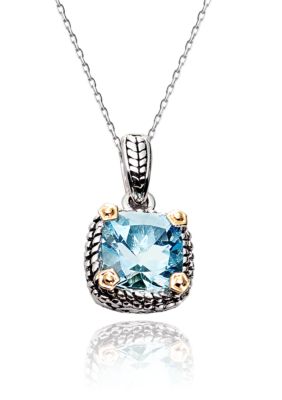 Belk & Co. Sterling Silver and 14K Gold Blue Topaz Pendant