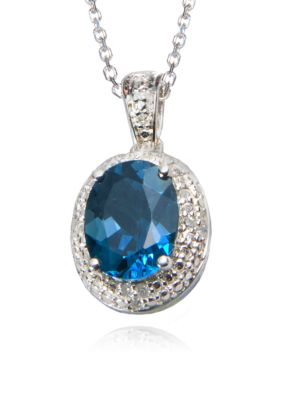 Belk & Co. Sterling Silver London Blue Topaz and Diamond Pendant 