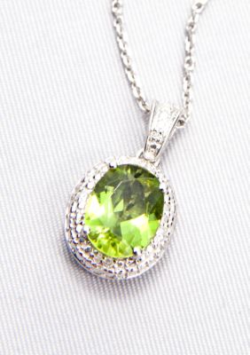 Belk & Co. Sterling Silver Peridot and Diamond Pendant