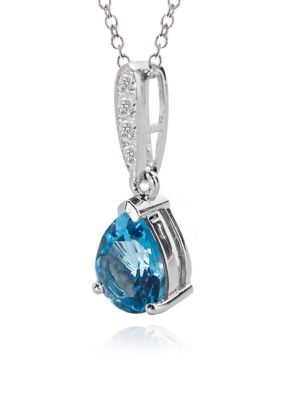 Belk & Co. Sterling Silver Blue Topaz and Diamond Pendant  