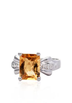 Belk & Co. Sterling Silver Citrine and Diamond Ring