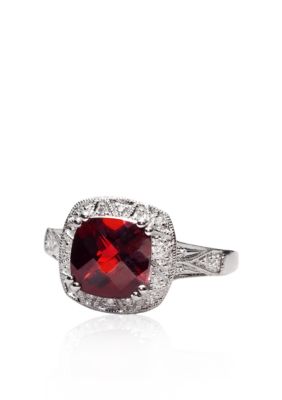 Belk & Co. 10k White Gold Garnet and Diamond Ring  