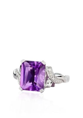 Belk & Co. 10k White Gold Amethyst and Diamond Ring  