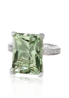 Belk & Co. Sterling Silver Green Amethyst and Diamond Ring