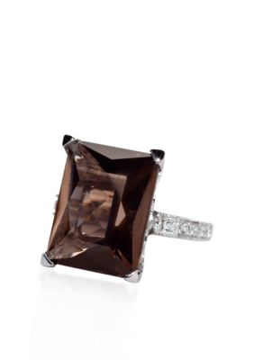 Belk & Co. Sterling Silver Smoky Quartz and Diamond Ring