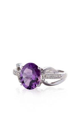 Belk & Co. Sterling Silver Amethyst and Diamond Ring