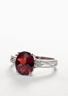 Belk & Co. 10k White Gold Garnet and Diamond Ring  