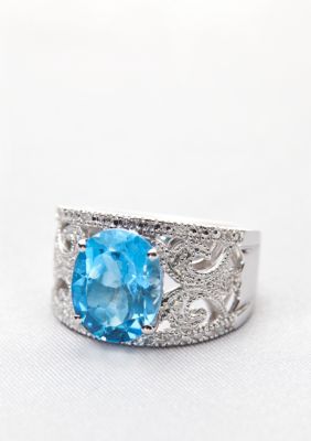Belk & Co. Sterling Silver Blue Topaz and Diamond Ring   