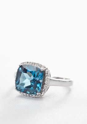 Belk & Co. Sterling Silver London Blue Topaz and Diamond Ring