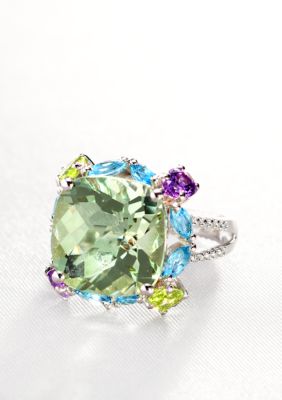 Belk & Co. Sterling Silver Green Amethyst Multi Color Semi Precious Ring
