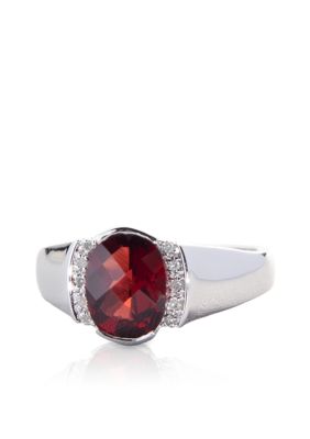 Belk & Co. Sterling Silver Garnet and Diamond Ring