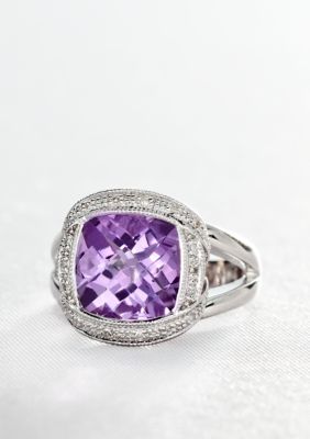 Belk & Co. Sterling Silver Pink Amethyst and Diamond Ring