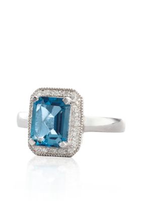 Belk & Co. Sterling Silver Blue Topaz and Diamond Ring
