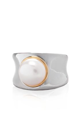 Belk & Co. Sterling Silver with 14k Gold Freshwater Pearl Ring
