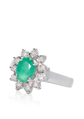 Belk & Co. Sterling Silver Emerald and Diamond Ring