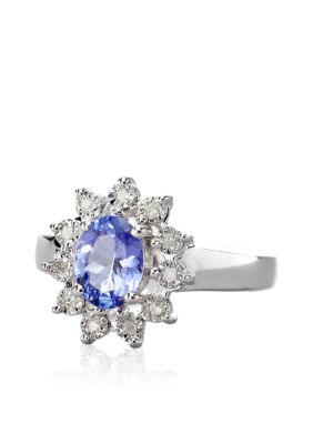 Belk & Co. Sterling Silver Tanzanite and Diamond Ring