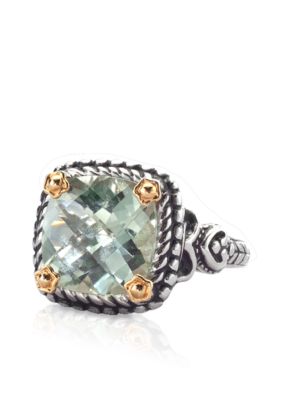 Belk & Co. Sterling Silver and 14k Gold Green Amethyst Ring