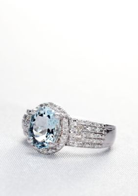 Belk & Co. Sterling Silver Aquamarine and Diamond Ring