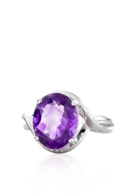 Belk & Co. Sterling Silver Oval Amethyst and Diamond Ring