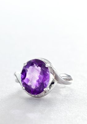 Belk & Co. Sterling Silver Amethyst and Diamond Ring