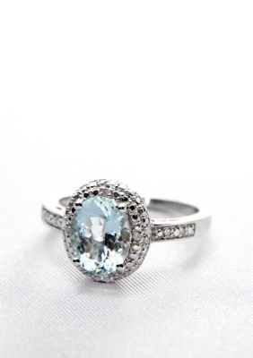 Belk & Co. Sterling Silver Aquamarine and Diamond Ring  
