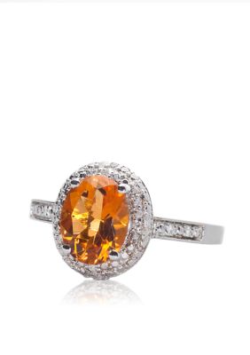 Belk & Co. Sterling Silver Citrine and Diamond Ring