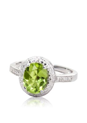 Belk & Co. Sterling Silver Peridot & Diamond Ring