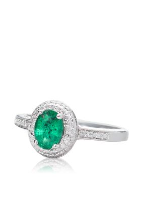 Belk & Co. Sterling Silver Emerald and Diamond Ring