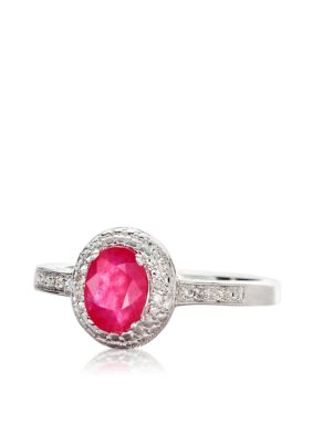 Belk & Co. Sterling Silver Ruby and Diamond Ring