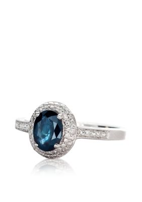Belk & Co. Sterling Silver Sapphire and Diamond Ring