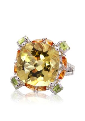 Belk & Co. Sterling Silver Lemon Quartz Multi-Color and Diamond Ring