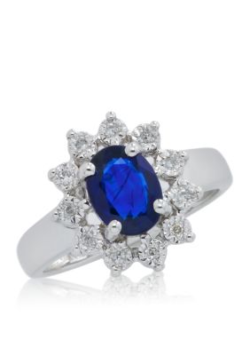 Belk & Co. Sterling Silver Sapphire & Diamond Ring