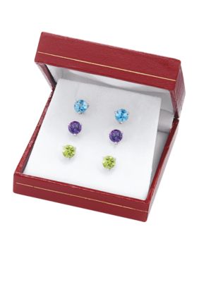 Belk & Co. Sterling Silver Multi Gemstone Earring Box Set  
