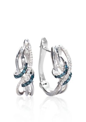 Belk & Co. Sterling Silver Blue & White Diamond Earrings