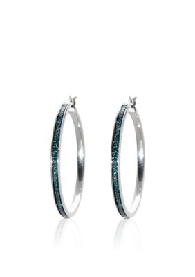 Belk & Co. Sterling Silver Blue Diamond Hoop Earrings