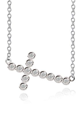 Belk & Co. 1/10 ct. t.w. Diamond Sideways Cross Pendant in Sterling Silver