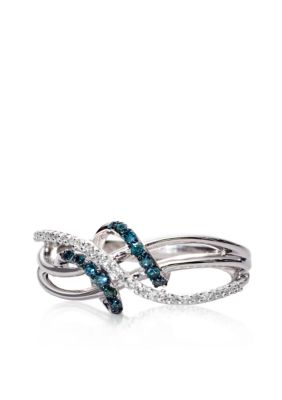 Belk & Co. Sterling Silver Blue & White Diamond Ring