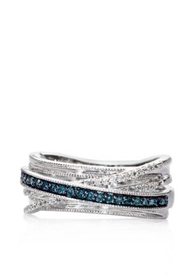 Belk & Co. Sterling Silver Blue & White Diamond Band