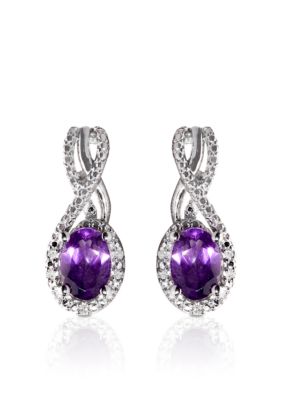 Belk & Co. Sterling Silver Amethyst and Diamond Earrings