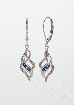 Belk & Co. Sterling Silver Sapphire and Diamond Earrings