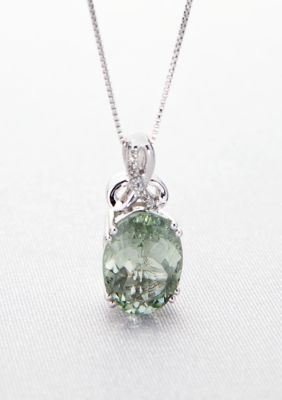 Belk & Co. Sterling Silver Green Amethyst and Diamond Pendant 