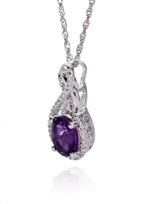 Belk & Co. Sterling Silver Amethyst and Diamond Pendant