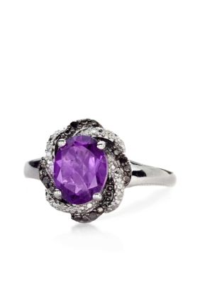 Belk & Co. Sterling Silver Amethyst and Diamond Ring