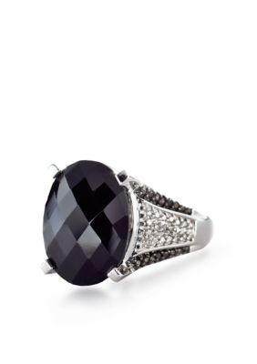 Belk & Co. Sterling Silver Onyx and Diamond Ring